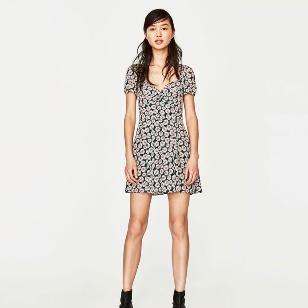 Zara Floral Sweetheart Mini Dress